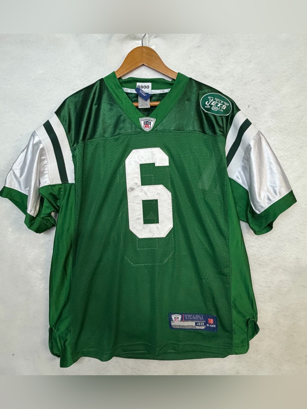 Reebok NFL Mark Sanchez #6 New York Jets Football Jersey Green/White Men 48 8800